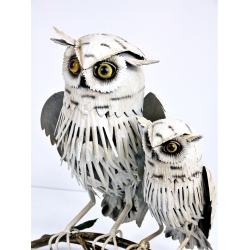 Sowy metalowe dekoracja 36 cm